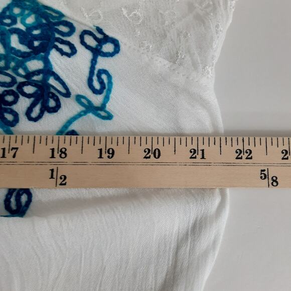 Vintage 90s Tie Dye Midi Dress Handkerchief Hem Embroidered Resort Wear 3X NWT - Picture 12 of 13